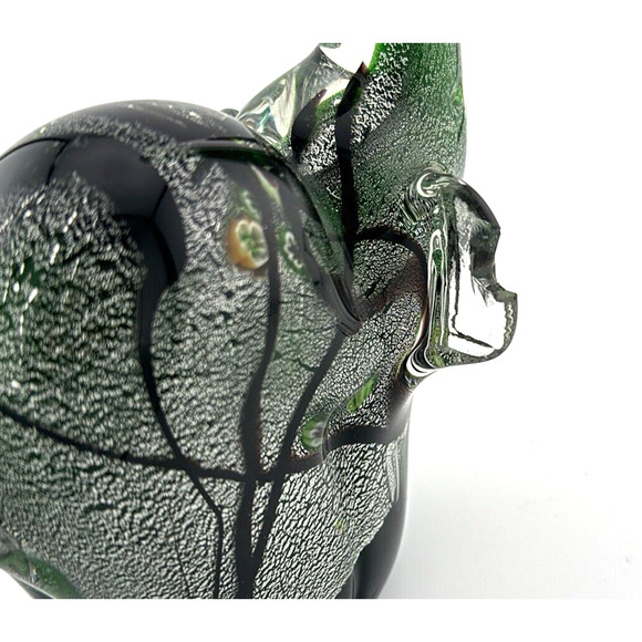 Millefiori Elephant Blown Glass Millefiori Trunk Up Paperweight 8" CHIPPED EAR - Picture 15 of 15